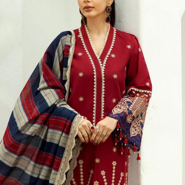 LAWN COTTON Suit With KHAADI NET Dupatta (Un Stitch)