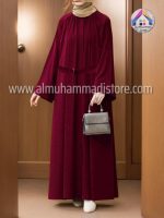 Sleeves Layer Both Sided Pocket And Kaaj Button Abaya With Belt - Image 4