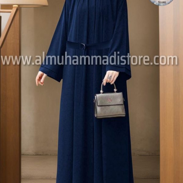 Sleeves Layer Both Sided Pocket And Kaaj Button Abaya With Belt