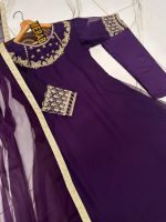 Handwork And Embroidery On Neck,Sleeves Maxi With Lace Work Duppatta And Trouser 3Pcs - Image 5