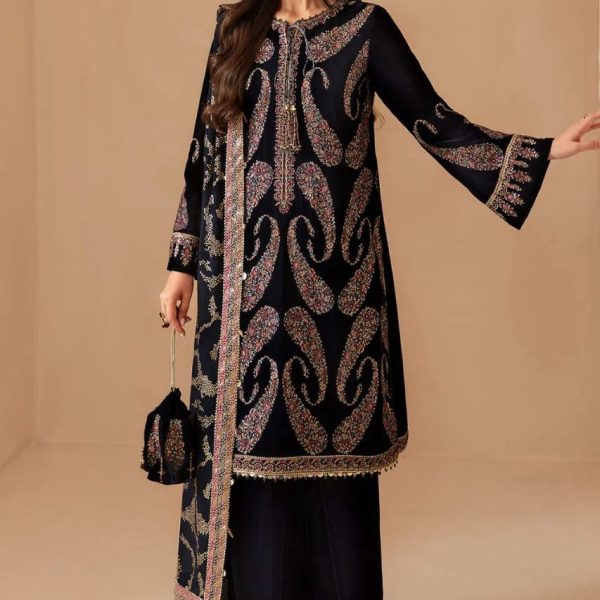 Velvet (Unstitched) with heavy spengle embroidery