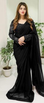 Stitch Saree  Heavy Sequence Embroidered With Pearls - Image 4