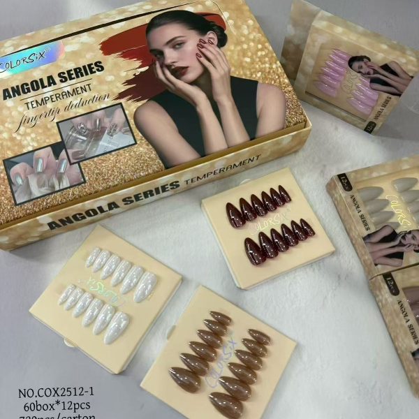 Color Six Nail Set – 12 stylish nail pieces with glue stickers