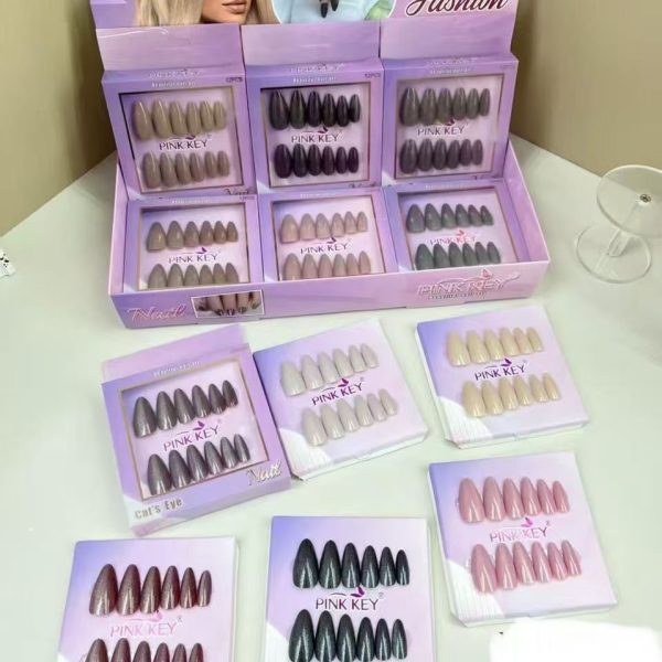 PINK KEY NAIL SET – 12 Piece Nails Pack with Glue Sticker (Original 8 Articles)