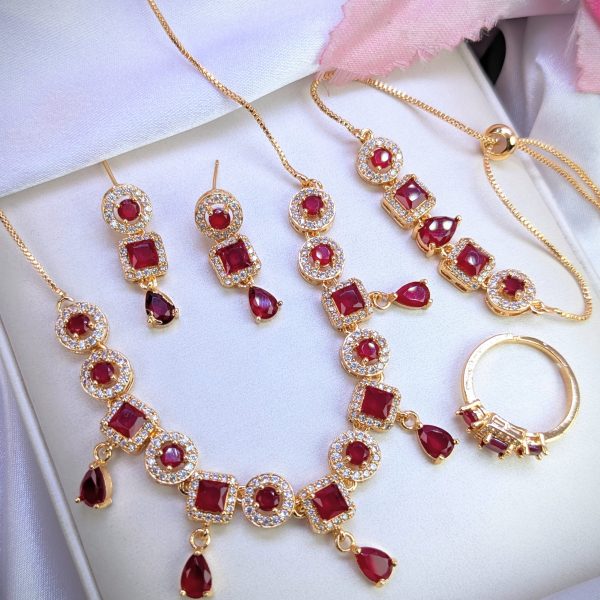 Zarcon 3 Pieces Heart Combo Set includes chain, locket, and adjustable ring.