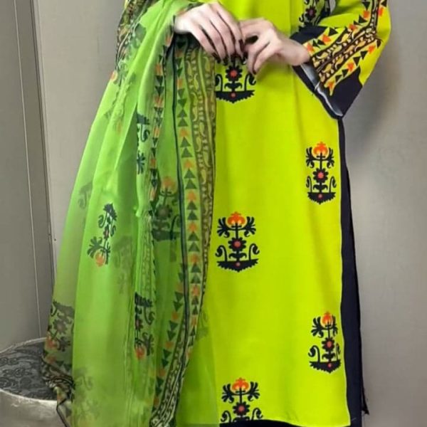 Zest Tribal 3PCS Set With Chiffon Dupatta