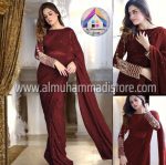 Silk Sleeves Sequence Embroidery Blouse With Pettycoat And Pearls Attached Saree - Image 3