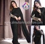 Silk Sleeves Sequence Embroidery Blouse With Pettycoat And Pearls Attached Saree