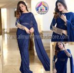 Silk Sleeves Sequence Embroidery Blouse With Pettycoat And Pearls Attached Saree - Image 6