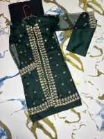 Kids Embroidered Gown 3Pcs Dress – Inner, Trouser & Organza Gown - Image 8