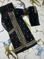 Kids Embroidered Gown 3Pcs Dress – Inner, Trouser & Organza Gown - Image 6