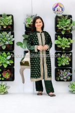 Kids Embroidered Gown 3Pcs Dress – Inner, Trouser & Organza Gown - Image 5