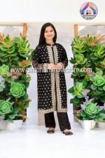 Kids Embroidered Gown 3Pcs Dress – Inner, Trouser & Organza Gown - Image 3