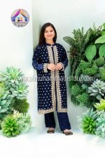 Kids Embroidered Gown 3Pcs Dress – Inner, Trouser & Organza Gown - Image 2