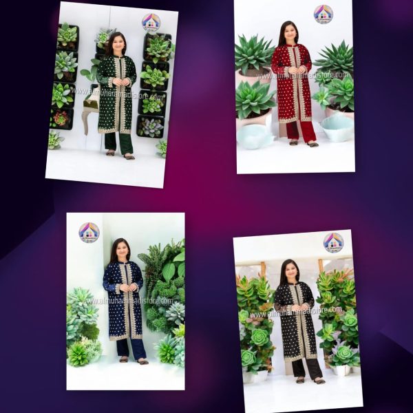 Kids Embroidered Gown 3Pcs Dress – Inner, Trouser & Organza Gown