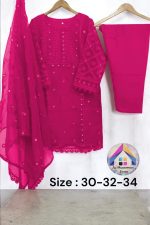 Heavy Embroidered 3-Piece Dress (Shirt, Trouser & Dupatta) - Image 6
