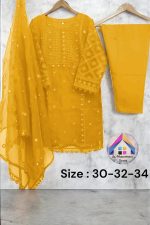 Heavy Embroidered 3-Piece Dress (Shirt, Trouser & Dupatta) - Image 11