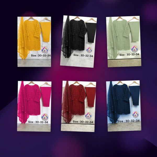 Heavy Embroidered 3-Piece Dress (Shirt, Trouser & Dupatta)