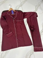 Piping Work Night Wear Suit – 3Pcs (Shirt, Trouser & Scrunch) - Image 5