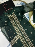 Front Sleeves Allover Embroidery Gown With Inner & Trouser – Kids 3Pcs Set - Image 11