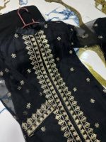 Front Sleeves Allover Embroidery Gown With Inner & Trouser – Kids 3Pcs Set - Image 9